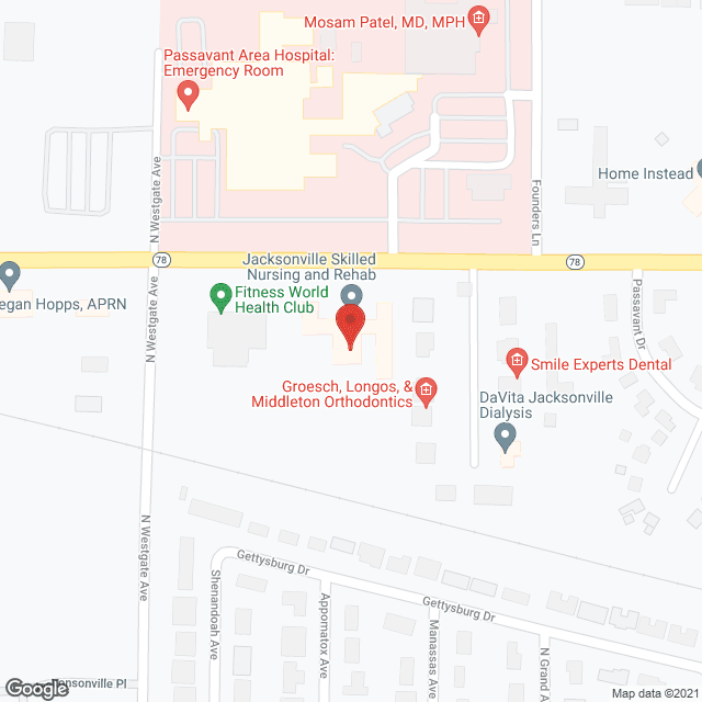 Jacksonville Convalescent Center in google map