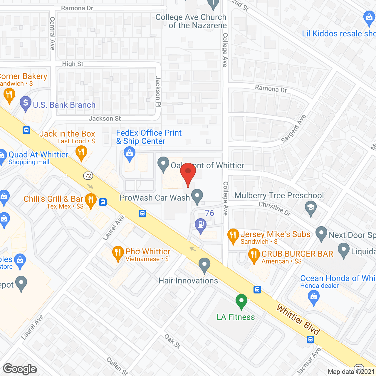 Oakmont of Whittier in google map