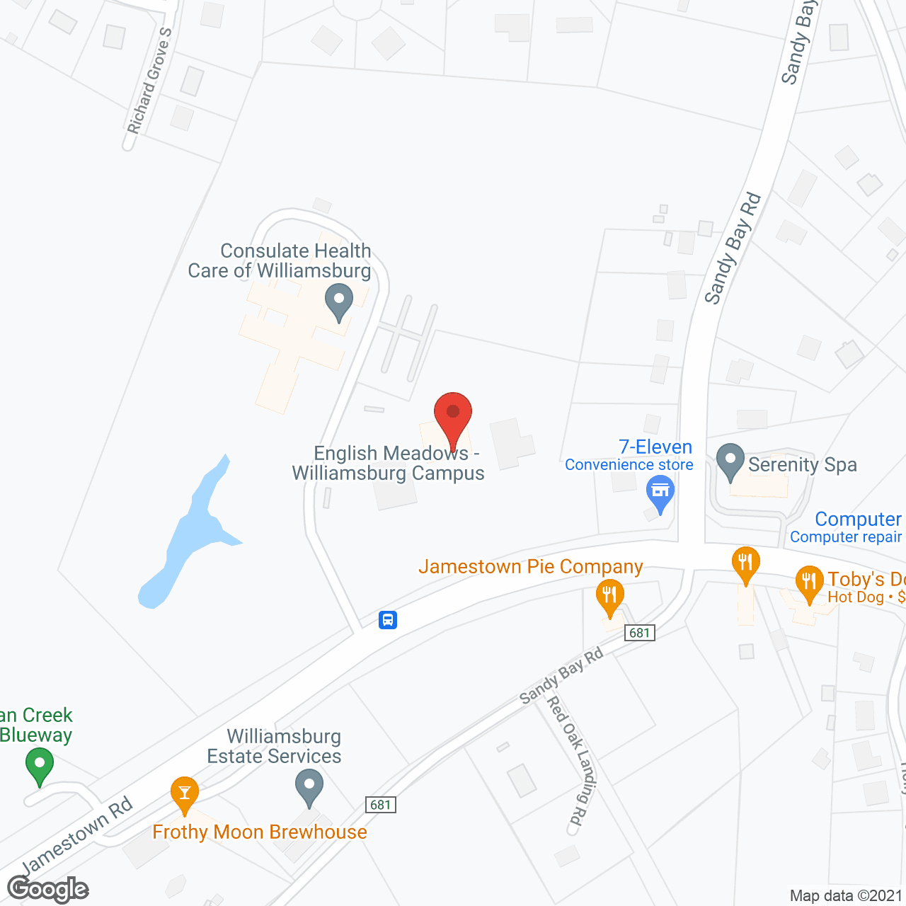 English Meadows Williamsburg Campus in google map