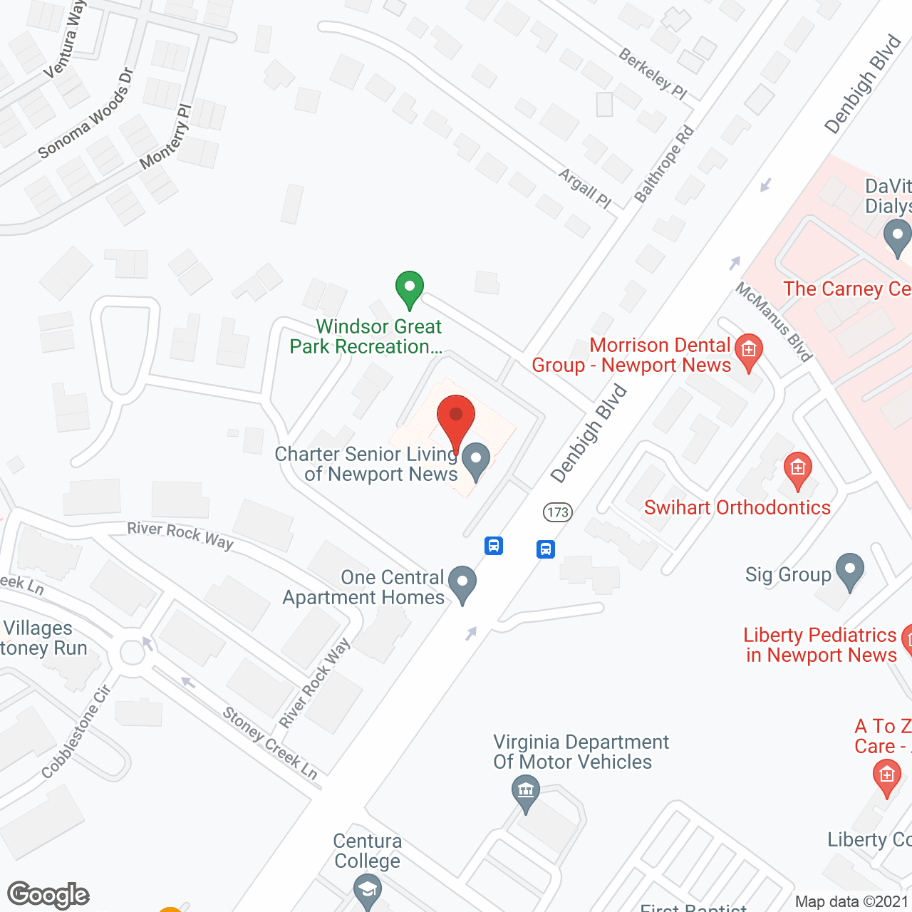 Charter Senior Living of Newport News in google map